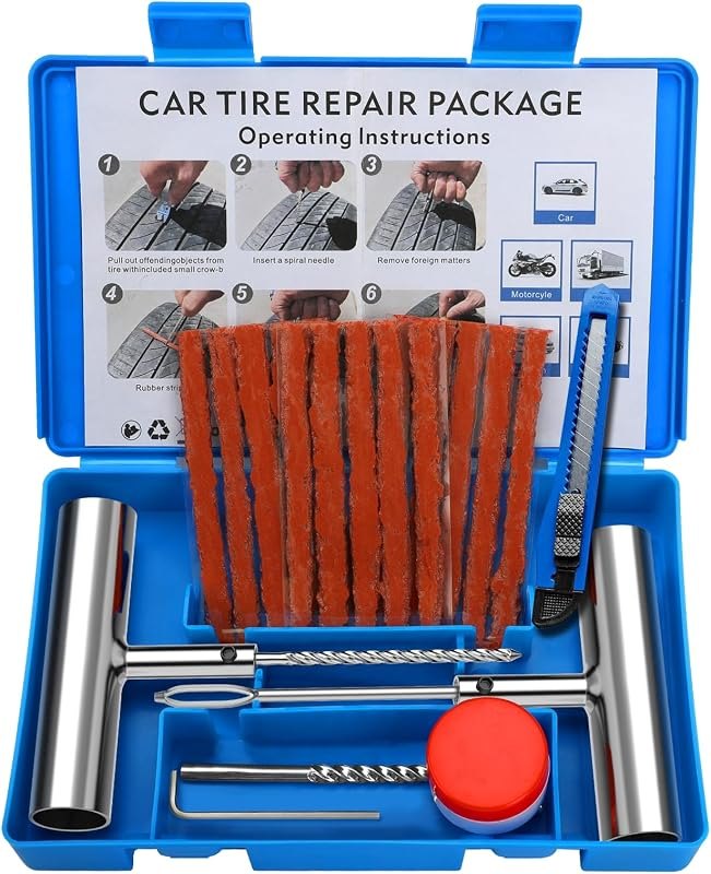 BETOOLL Universal Tire Repair Kit, Heavy Duty 22 Pcs Emergency Tire Plug Kit, for car Motorcycle, Truck, ARB,ATV