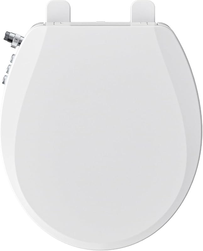 Clirass Bidet Toilet Seat, Soft Close Round Toilet Seat, Button control Feminine/Posterior Wash Switch, Knob Control