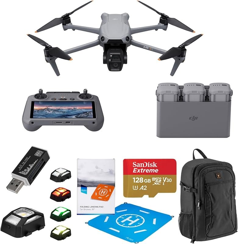 Air 3S Fly More Combo (RC 2) Drone Bundle with 128GB Card & Backpack — dji air 3s for dji air