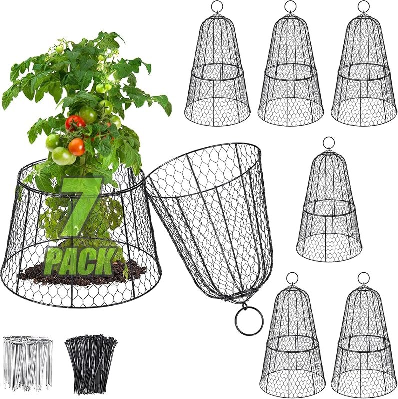 Cloche Plant Protectors from Animals - 17.3"Hx11.8"D Chicken Wire Plant Covers with Removable Flip-Top Design