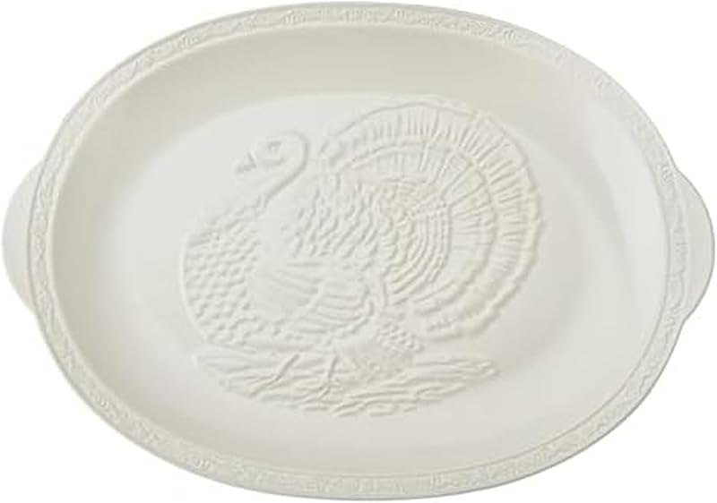 Mikasa Italian Countryside 18-Inch Stoneware Turkey Platter White — Thanksgiving Dinner Platter for thanksgiving