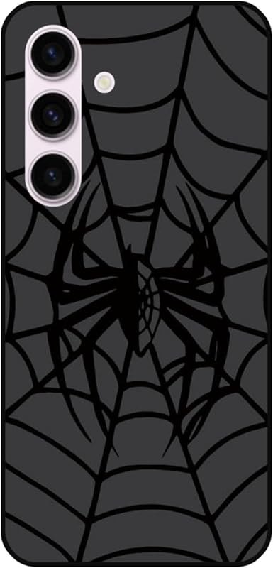 Cute Phone Case Compatible for Samsung Galaxy S24, Black Spider Web Halloween Designed Soft TPU Anti-Fall Anti-Scratch