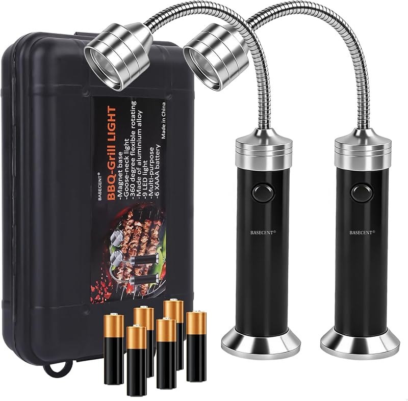 2-Pack BBQ Grill Lights with Magnetic Base - Super Bright LED Grill Accessories, Flexible Gooseneck, Weatherproof for
