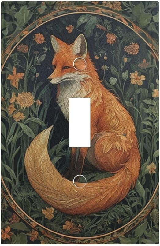 Decorative Art Light Switch Covers,1 Gang Single Toggle Duplex Outlet,Wall Plate,Switchplate Electrical Faceplate,Fox