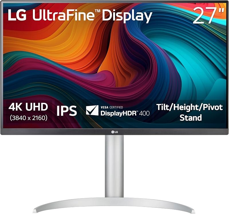 LG 27UP650K-W 27-inch Ultrafine 4K UHD (3840 x 2160) IPS Computer Monitor, 60Hz, 5ms, DisplayHDR 400, Reader Mode