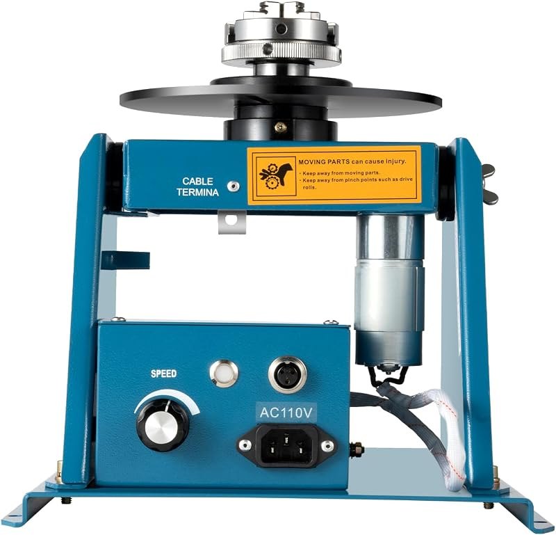 Rotary Portable Welding Positioner Turntable Table, 15W DC Motor, 2-10RPM Adjustable Speed, 0-90° Tilting, 22.05 lbs