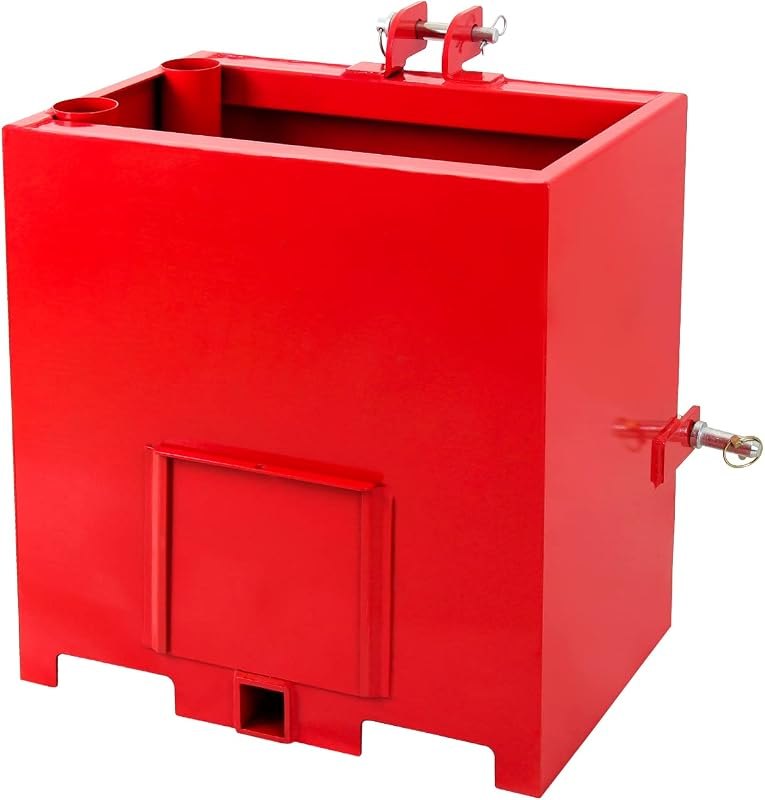 3 Point Ballast Box for Category 1 Tractor Front Behind Weight Loader, 800lbs Capacity with Universal 2" Hitch