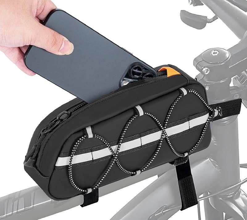Top Tube Bike Bag, Waterproof Bike/Bicycle Phone Front Frame Bags, 1.2 L — Bike Travel Bag for bike travel bag