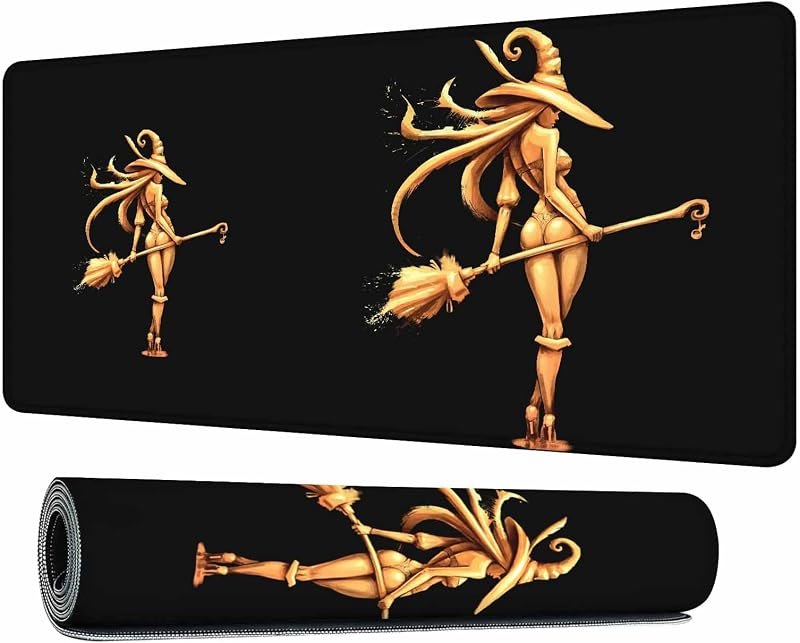 Sexy Golden Witch in Hat Mouse Pad XL Gaming Mouse Keyboart Mat for Desk,Computer,Office,Home 35.4"X15.7" — Cyberpunk
