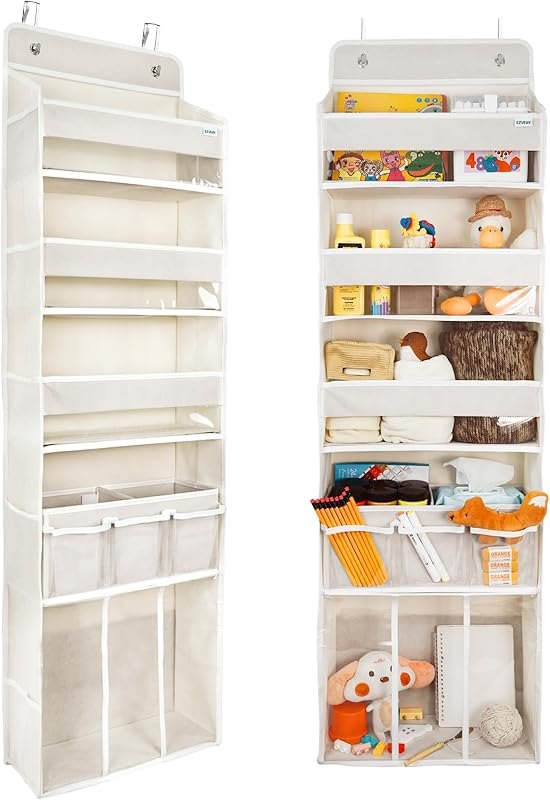 Door Hanging Storage Organizer,with 3 Bins 1 Movable Baby Diaper Caddy,1 Large capacity diaper stacking storage