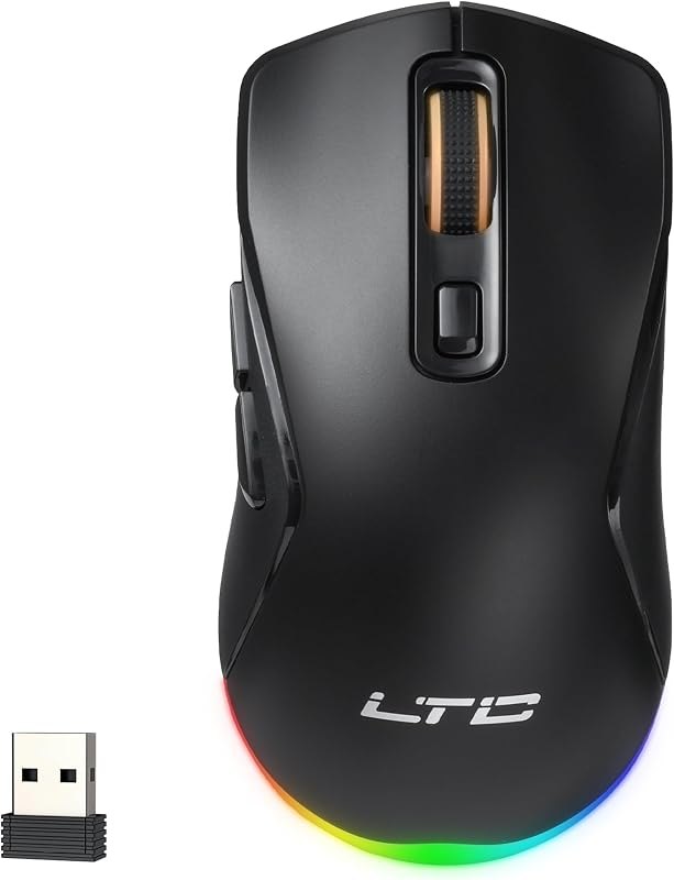 LTC GM025 Tri-Mode Wireless Gaming Mouse,12000 DPI PAW3311 Sensor, Ergonomic Mouse 2.4Ghz/BT/Wired, 6 Programmable
