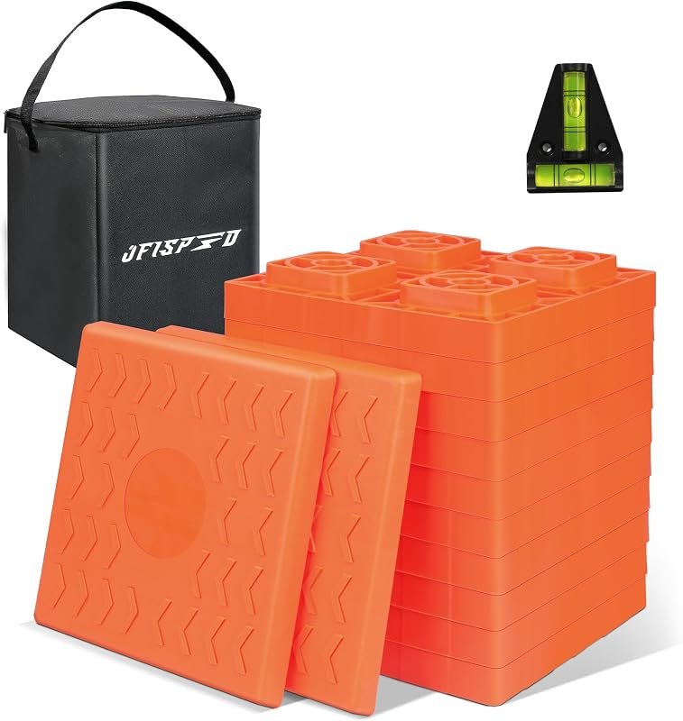 RV Leveling Blocks 12 Pack, Stackable Jack Blocks, Features Interlocking Design for Customizable Height, Camper
