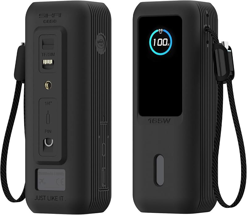 Silicone Case for Anker Laptop Power Bank (25,000mAh 165W) 1/4" Nut Hole,SD/SIM Card Storage, Display