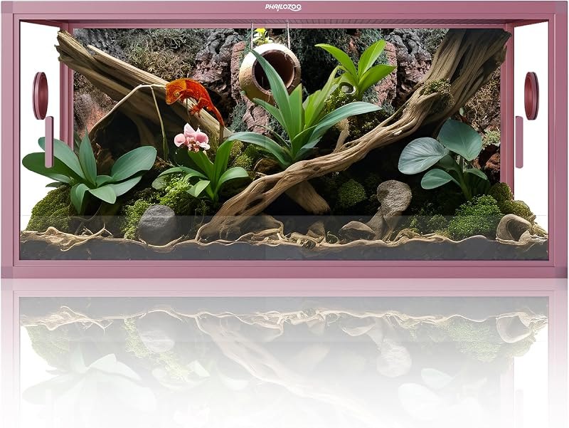 50 Gallon Reptile Enclosure, Colorful Aluminum Frame Reptile Tank — reticulated python enclosure for reticulated