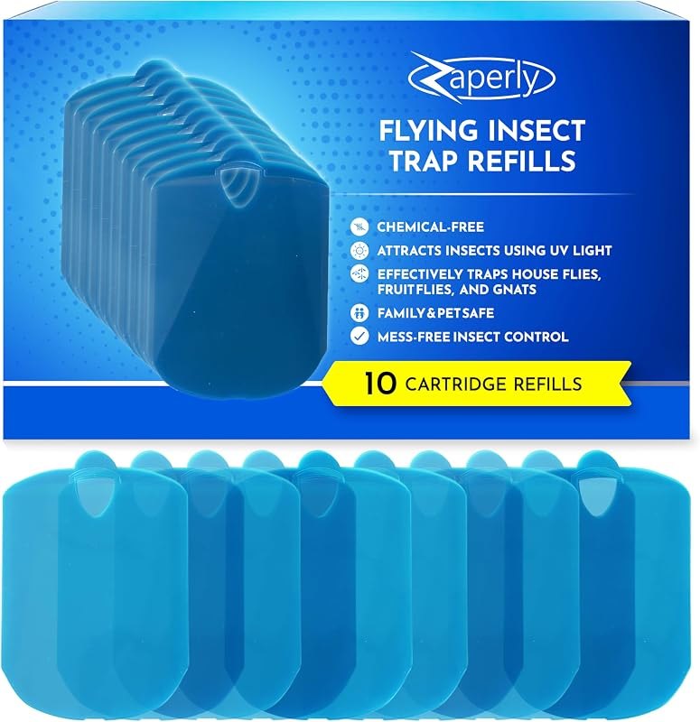 10-Pack Refill Cartridges for Fruit Fly Trap Indoors - Strong Adhesive to Capture Fruit Flies, Gnats, Houseflies