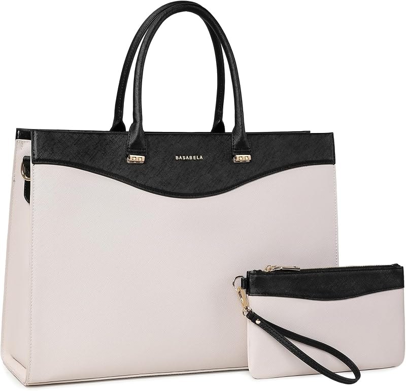 Handmade Luxury Vegan Leather Briefcase Handbags for Women, Large 16 inch Laptop Purse Waterproof Bags for Ladies —