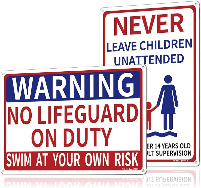 12x8″ Pool Safety Signs, Pool Signs for Outside, 2 Pack, PSP-2502 — pool fence gate for pool fence gate
