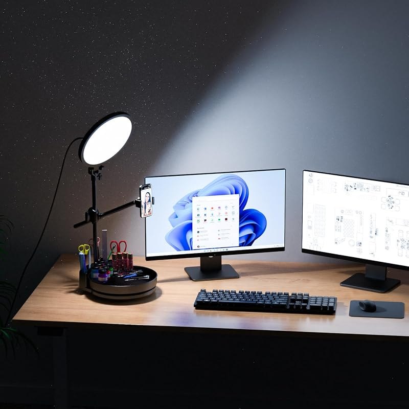 Zoom Lighting for Computer, Desk Ring Light with Stand (Black, 10.5) — tripod ring light kit for tripod ring light kit