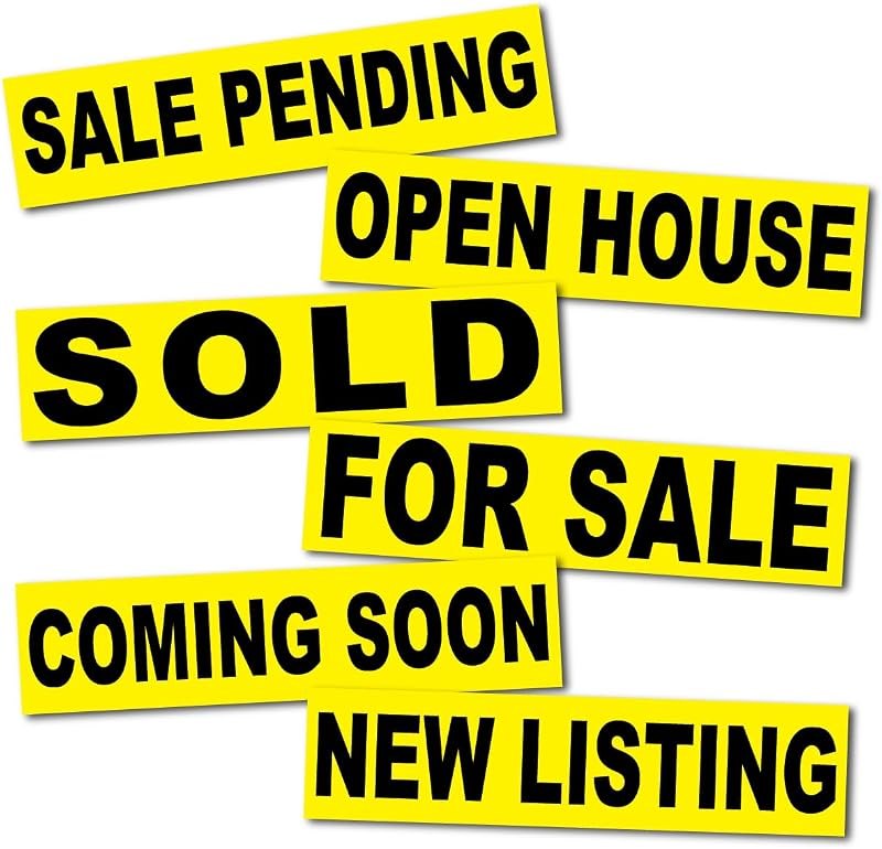 Six Pack Bundle of Real Estate Rider Signs 6x24 (Black Letters - Yellow) — magnetic real estate sign for magnetic real