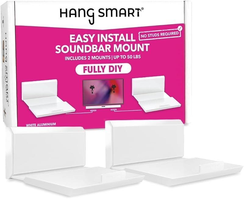 HangSmart TV Soundbar Mount NO Stud & NO Drill Easy Install, DIY Universal Sound Bar Wall Mount Bracket, Holds up to