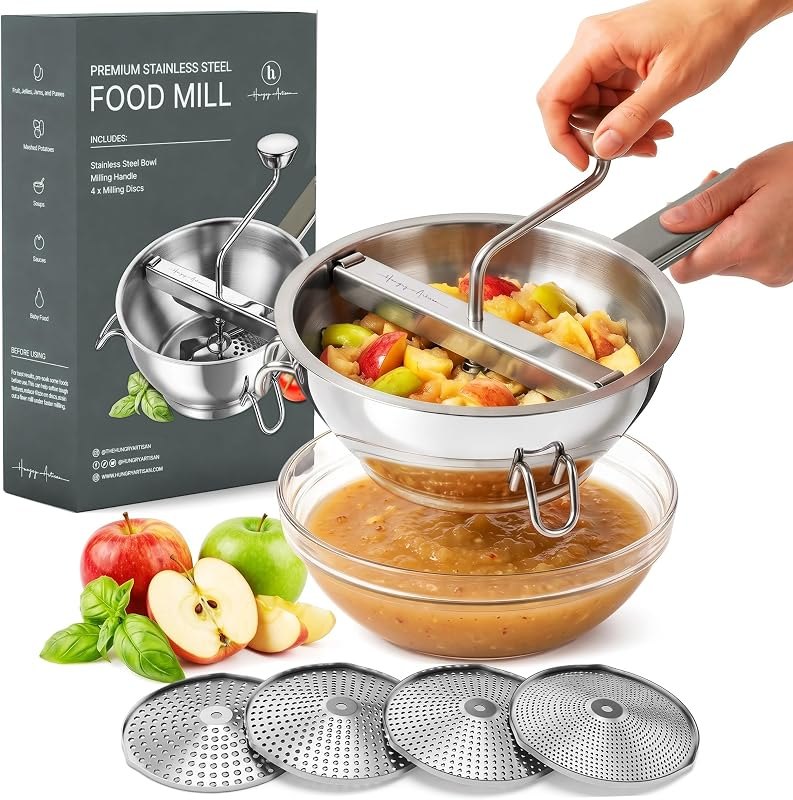 Hungry Artisan 4-Disc Food Mill for Jams, Purees & Silky Sauce — best homestead food mill for homestead food mill