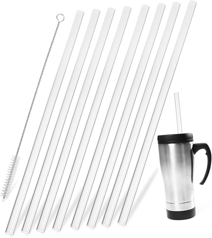 SECFOU 8pcs Silicone Straw Reusable Straws Brush Replacement for Tumblers Glasses Water Bottles — bottled water glass