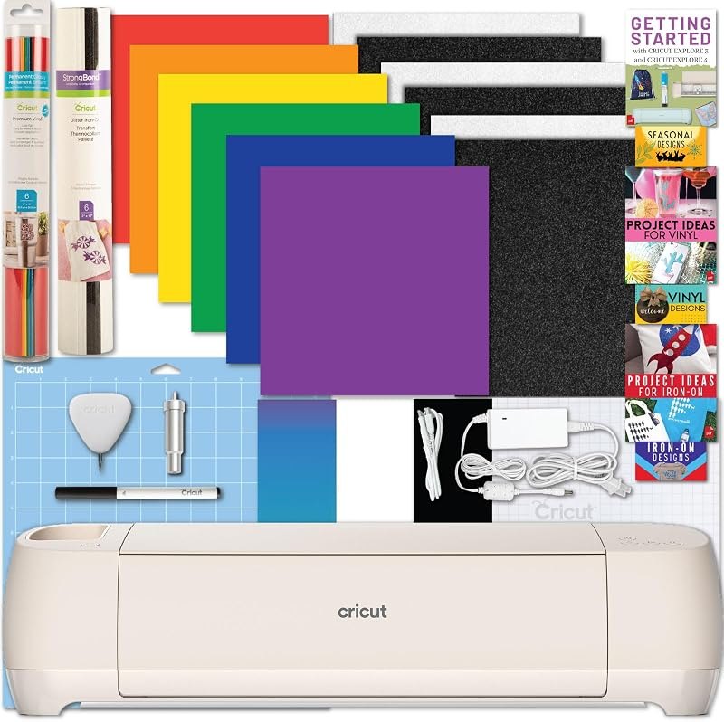 Cricut Explore 4 Machine with Vinyl and Iron-On Bundle - Beginner Friendly Craft Cutting Machine with Essential