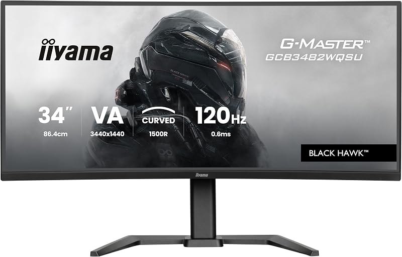 iiyama G-Master Black Hawk GCB3482WQSU-B1 Curved 1500R 34 Inch VA LED Gaming Monitor UWQHD HDMI DP USB 3.2 USB-C 0.6ms