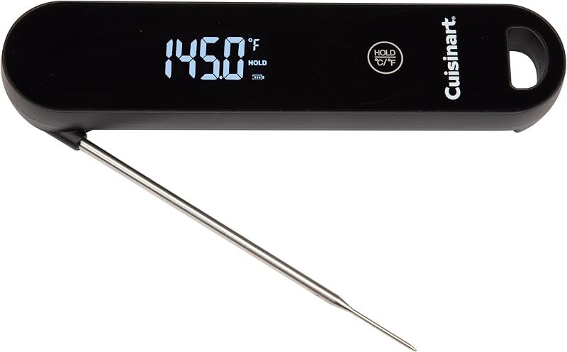 Cuisinart LED Digital Pro Instant Read Thermometer, Calibrated Ambidextrous Waterproof Meat Thermometer for Home &