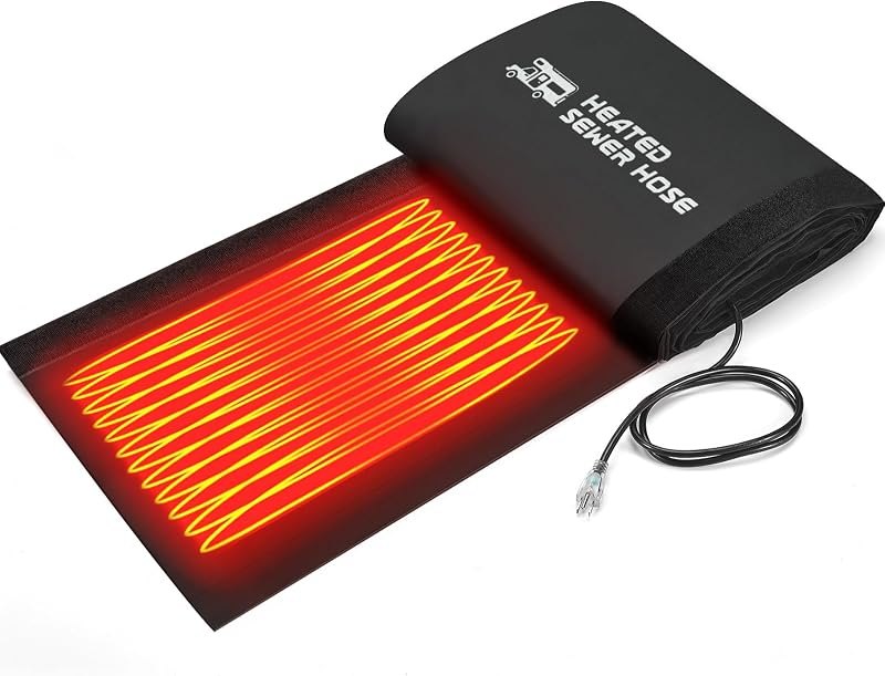 20FT RV Heated Sewer Hose Cover Avoid Freezing at -20°F, Electrical Heated Sleeve of Rv Sewer Hose for Rv/Camper/Rv