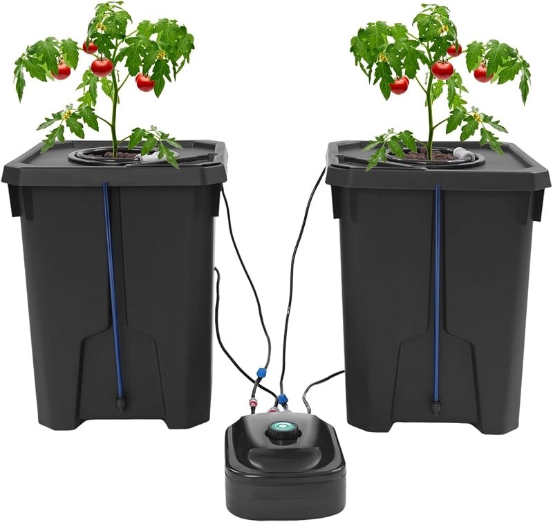 Hydroponic Growing Bucket Kit, Recirculating Hydroponics Growing System Drip Garden System with 2 Hydroponics Growing