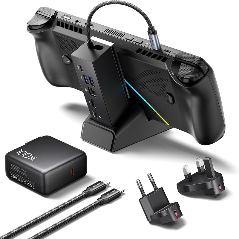JSAUX Docking Station & 100W Charger for ROG Xbox Ally X (2025)/ROG Ally X/Steam Deck/Legion Go, 6-in-1 Dock with HDMI