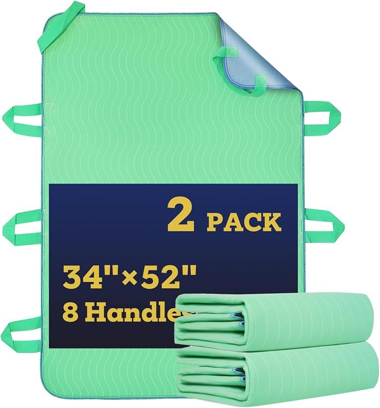 ETERNA Washable Positioning Bed Pad with 8 Reinforced Handles, 34" x 52" Waterproof Reusable Incontinence Underpads