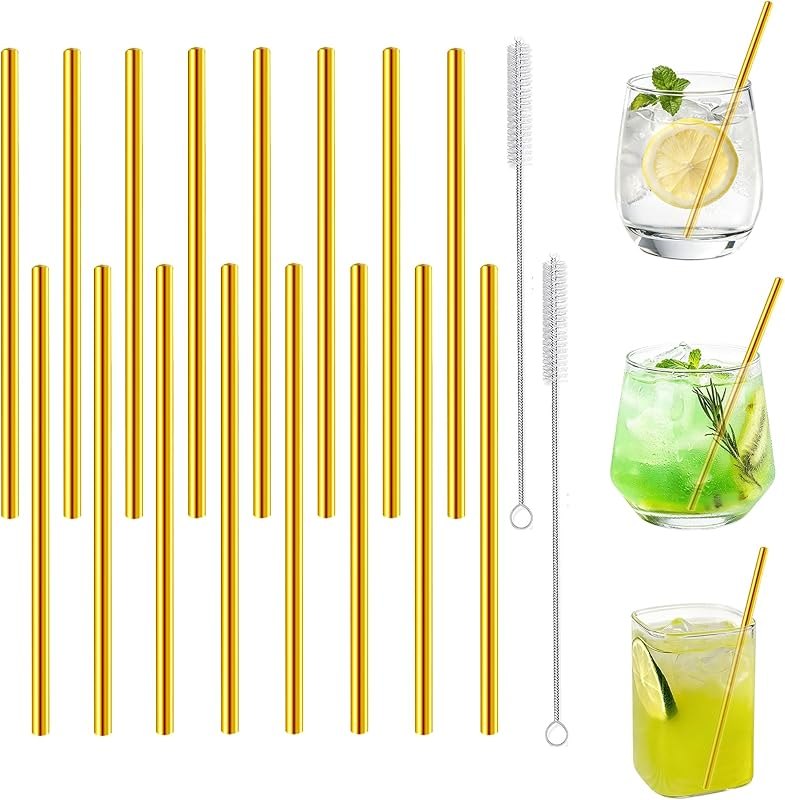 Short Cocktail Straws, Metal Stainless Steel Reusable Straw Small Mini 6 Inch for Cocktails Party Accessories Glasses