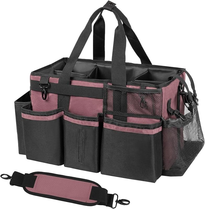SCAVATA Wearable Cleaning Caddy, Cleaning Caddy Supplies Organizer with Handle & Shoulder Straps for Housekeepers