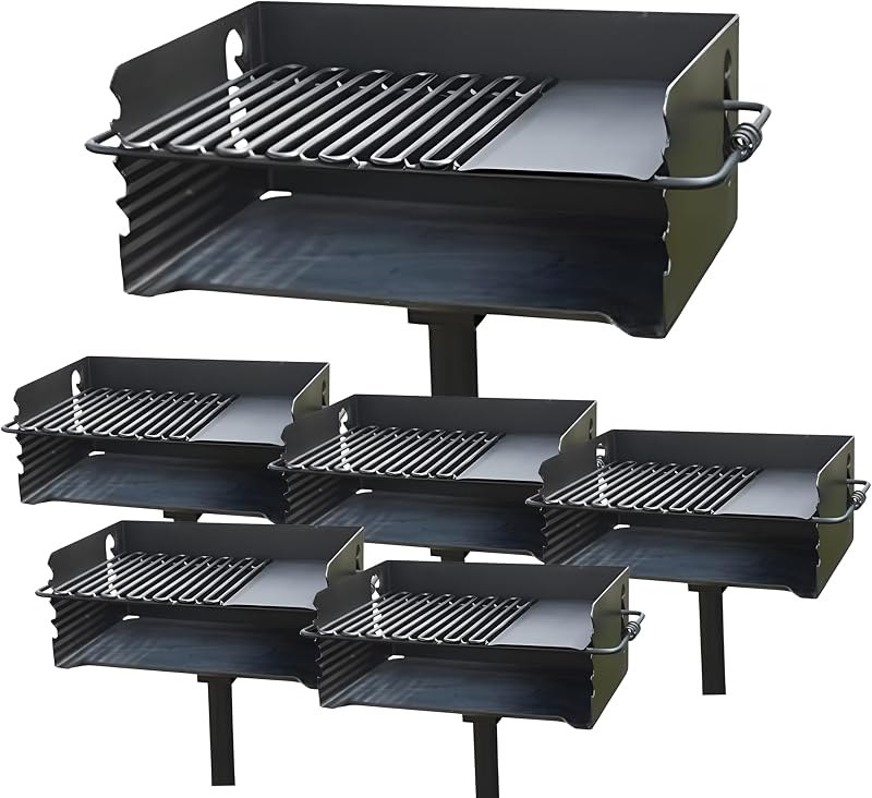Pilot Rock Charcoal Grill - Park Style Swivel BBQ - 6-Pack - Alloy Steel — bbq grill grill for bbq grill grill