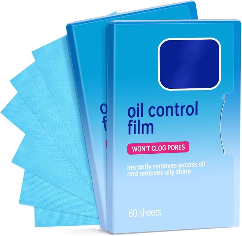 2 Packs Oil Blotting Sheets for Face (120 Sheets) - Oil Absorbing Blotting Papers for Oily Skin, Makeup-Friendly &