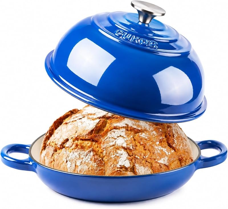 CUKOR Dutch Oven for Sourdough Bread Baking, 7QT Enameled Cast Iron Dutch Oven with Lid, Heavy-Duty Bread Baking Pot
