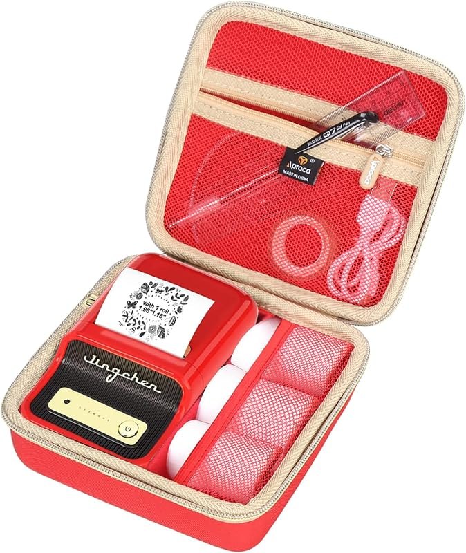 Aproca Case Compatible with NIIMBOT B21 Label Maker Thermal Label Printer, Storage Portable Bag for Accessories -Red