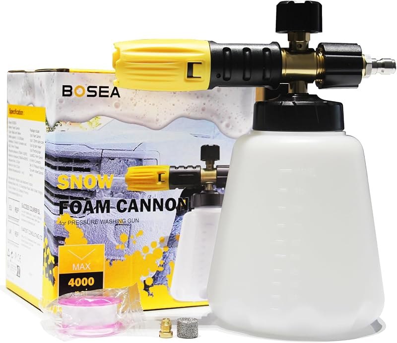 BOSEA Foam Cannon for Pressure Washer - 4000PSI Adjustable Car Soap Dispenser for Pressure Washer - Heavy Duty Foam