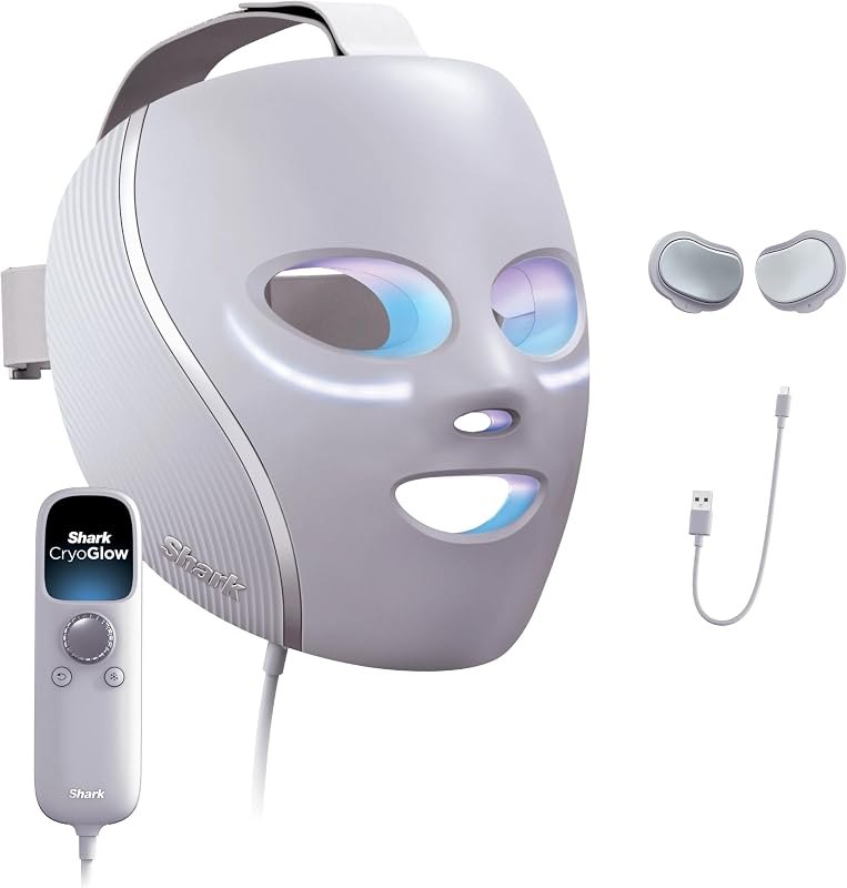 Shark CryoGlow LED Face Mask, Red Light Therapy, Under-Eye Cooling, FW312PL — best red light face mask for red light