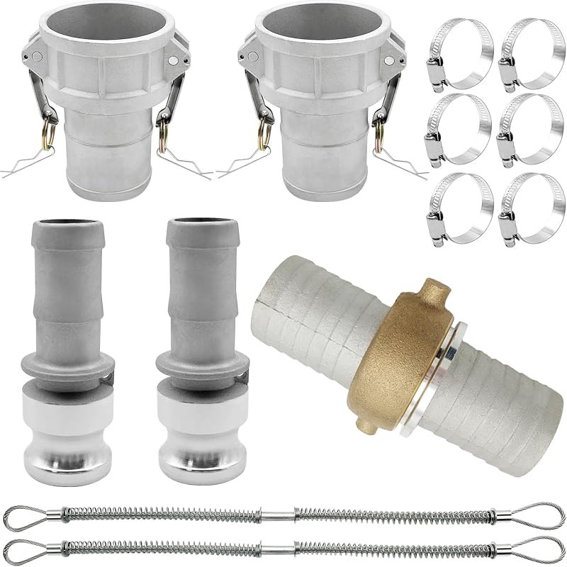SAFBY 2PCS 2 inch Type C and Type E, Pin Lug, Aluminum Cam Lock Fittings Cam Groove Camlock, Male and Female Adapter