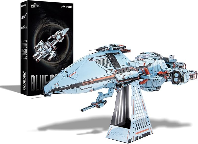 Piececool Blue Space Starship 3D Metal Model Kit, The Three-Body Problem Spacecraft Metal Puzzle Model for Ages 16 + —