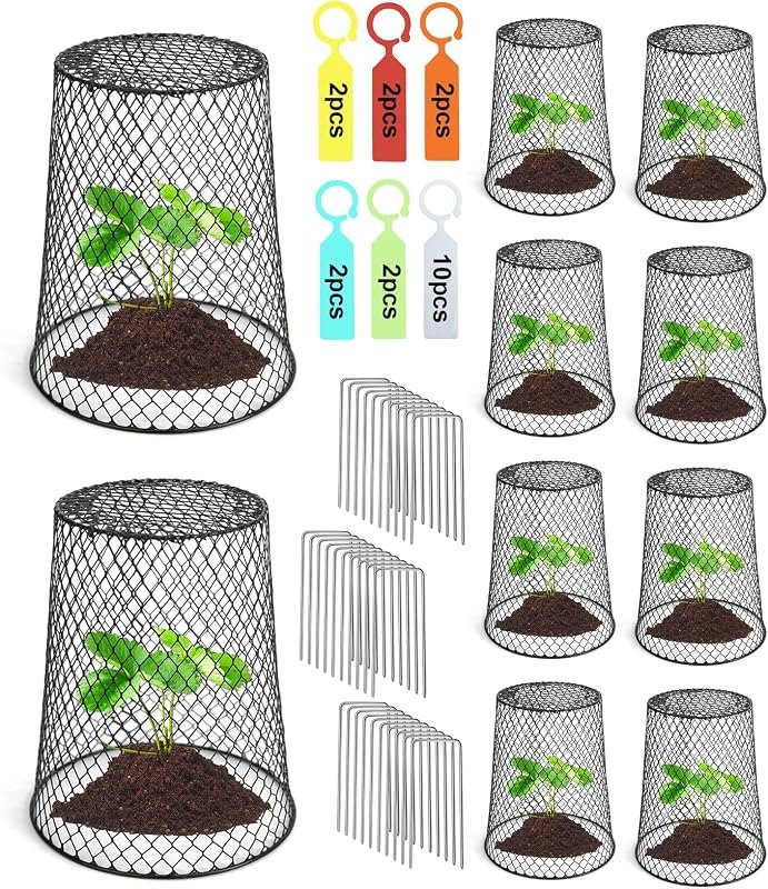 10 Pcs 6.8"×7.4" (Multiple Sizes/Quantities Available) Seedling Plant Protectors from Animals, Chicken Wire Plant Cage