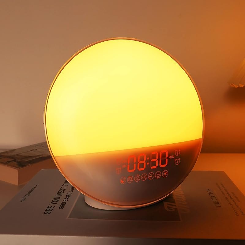Sunrise Alarm Clock for Heavy Sleepers, Wake Up Light with Sunrise/Sunset Simulation, Dual Alarms & Natural Sounds