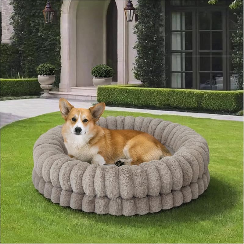 BALANCE Luxury Donut Dog Bed, 30 Inches Round Dog Bed Medium Size Dogs Washable, Orthopedic Calming Dogs Bed for Pets