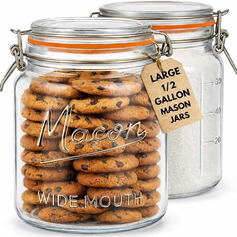 64 oz Mason Jars Wide Mouth with Airtight Lids — airtight pantry jars for airtight pantry jars