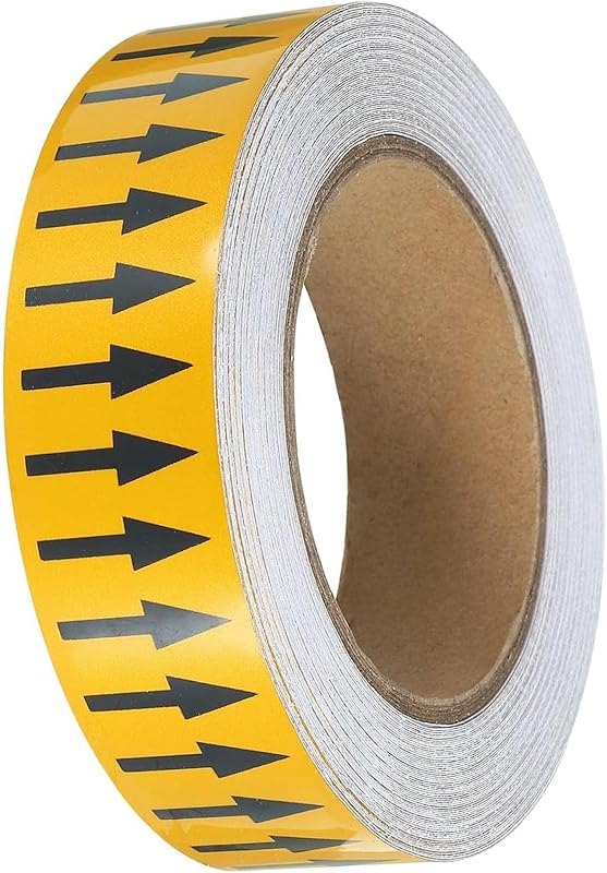 Pipe Flow Arrow Tape Pipeline Arrow Stickers 1.2 Inch x 66 Ft (3cm x 20M) Pipe Identification Marking Arrow Labels