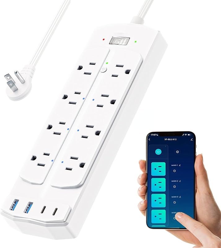 Smart Power Strip, Yozisital Charging Station with 6 Smart Outlets and 4 USB Ports, 5FT Flat Plug Extension Cord for