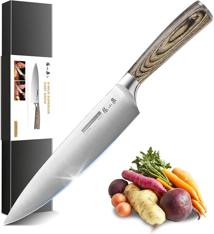 ZHANG XIAO QUAN Chef Knife, 8 Inch 1.4116 German Steel Sharp Kitchen Knife with Pakkawood Handle, Comfortable for